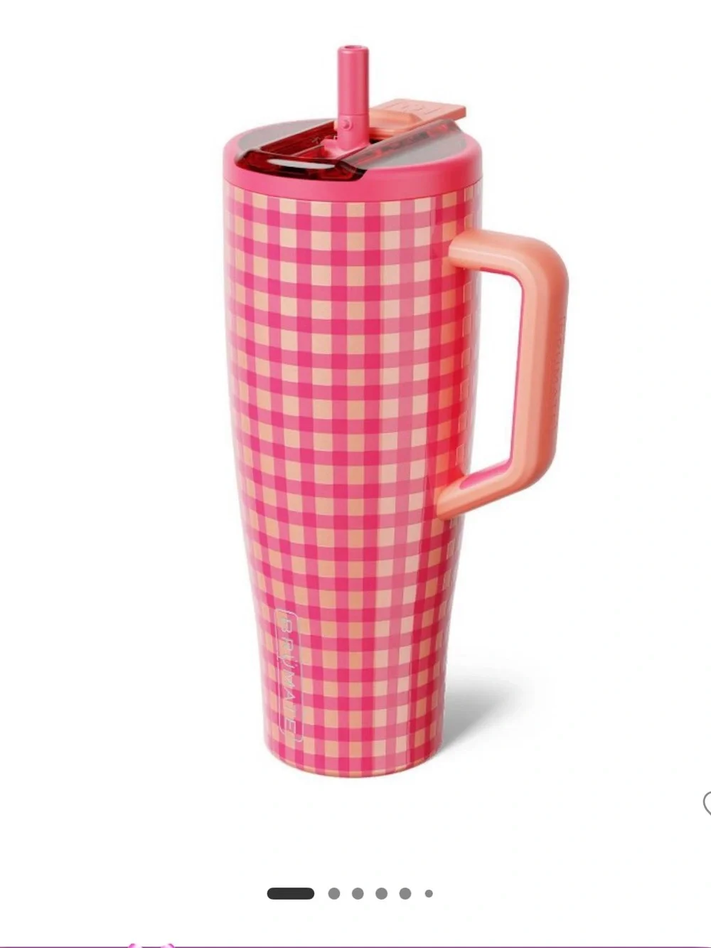 🩷🧡 BrüMate x Madi Nelson Peach Gingham Era Flip Tumbler 40oz 🧡🩷 - Picture 6 of 7